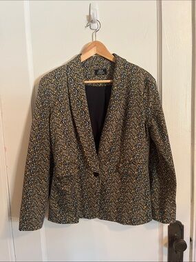 Wildfang Black Blazer with Yellow Floral Print